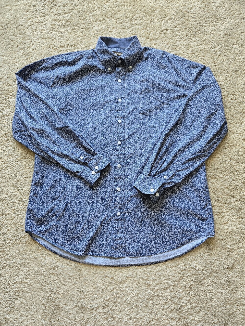 Stetson Shirt Mens XL Blue Cotton Long Sleeve Button Front